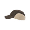 Bruine corduroy pet met teddy fleece oorwarmers, geïsoleerde wintercap met klep