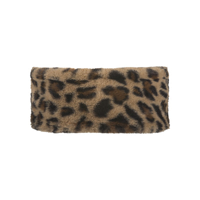 Fleece hoofdband met luipaardprint in beige en bruin tinten