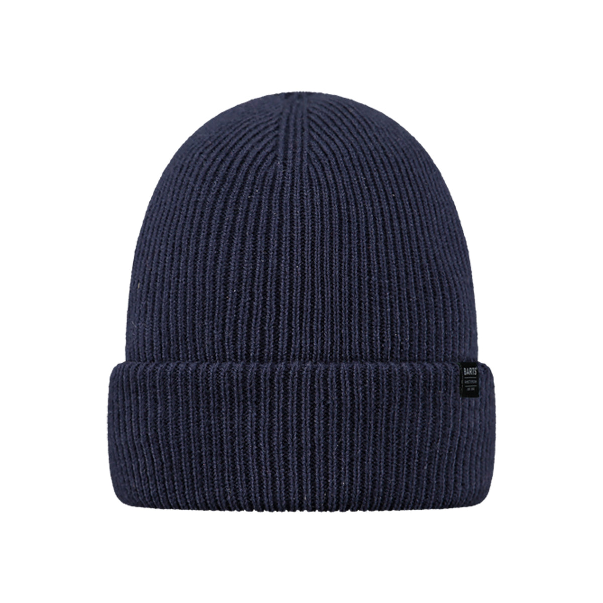 Donkerblauwe geribbelde muts met omgevouwen rand - winteraccessoire voor heren en dames