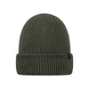 Geribbelde gebreide muts in legergroen met omgeslagen rand - winteraccessoire