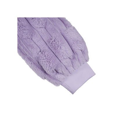 Lila pluche mouw met geribbelde boord, zachte fleece textuur voor winterkleding
