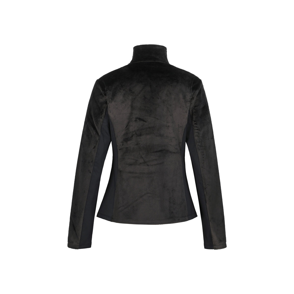 Zwarte dames blouse met col en lange mouwen, elegante satijnen look