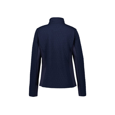 Donkerblauwe dames fleece vest met hoge kraag en ritssluiting, comfortabel en warm