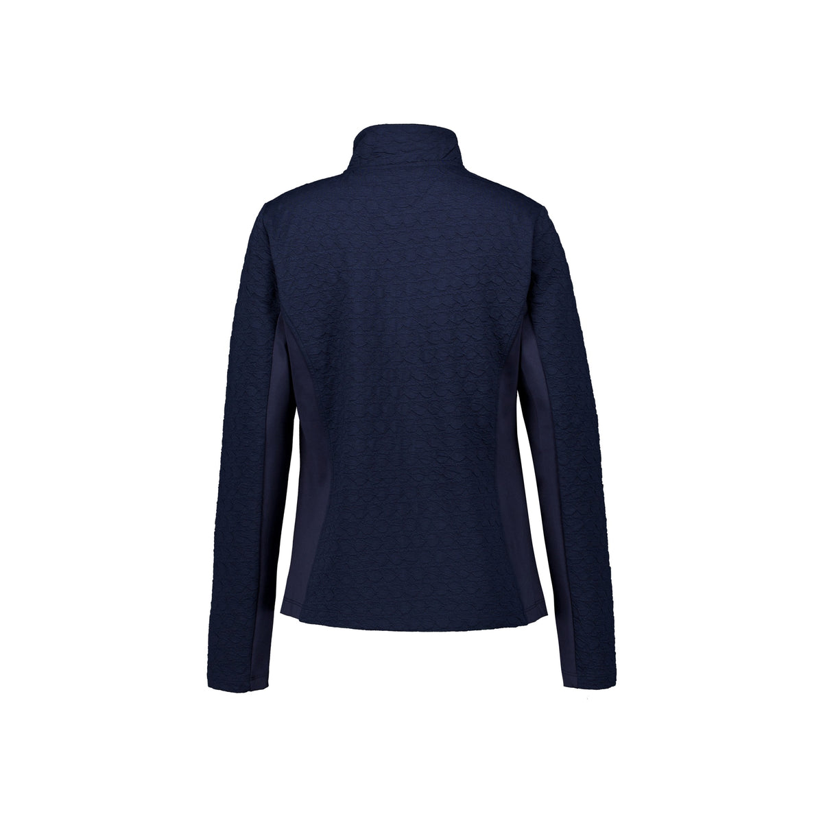 Donkerblauwe dames fleece vest met hoge kraag en ritssluiting, comfortabel en warm