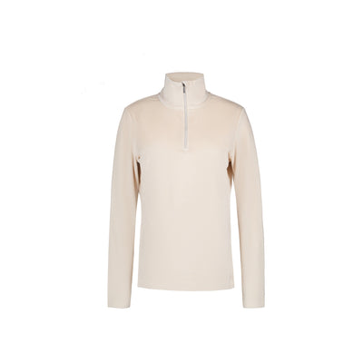 Beige coltrui met lange mouwen en rits voor dames