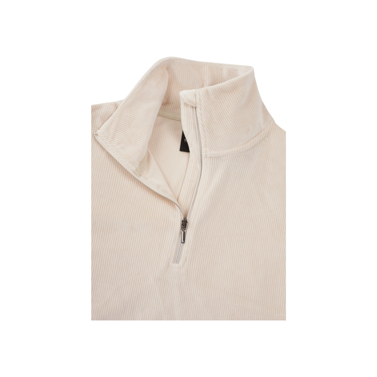 Beige coltrui met halve rits en geribbelde textuur voor dames