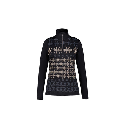 Luhta Ahjola dames skipully zwart met grijs-wit Noors patroon en rits
