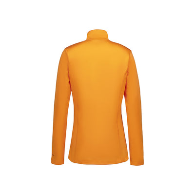 Oranje dames shirt met lange mouwen en col, achterkant weergave