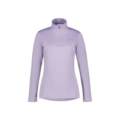 Lila dames fleece trui met halve rits en opstaande kraag voor outdoor activiteiten
