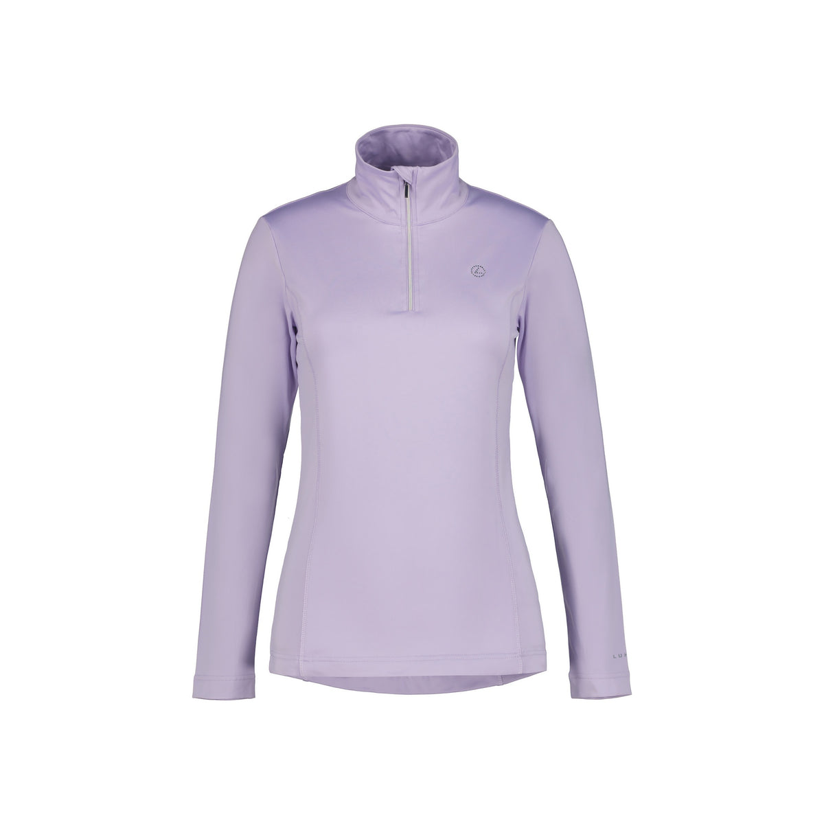 Lila dames fleece trui met halve rits en opstaande kraag voor outdoor activiteiten