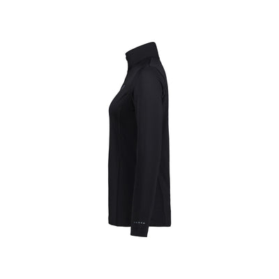 Zwarte coltrui met lange mouwen, zijaanzicht van basic pullover