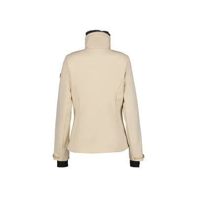Beige dames blazer met lange mouwen en knoopsluiting - achteraanzicht