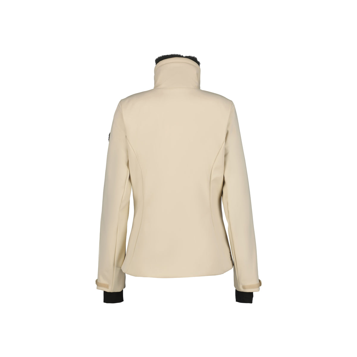 Beige dames blazer met lange mouwen en knoopsluiting - achteraanzicht