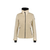 Beige dames vest met ritssluiting en geometrisch patroon op voorkant en zakken