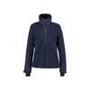 Donkerblauwe dames softshell jas met structuurpatroon en ritssluiting