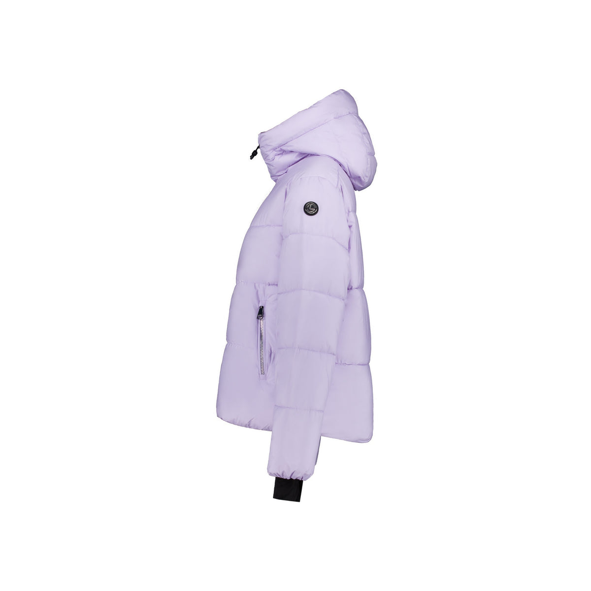 Lila gewatteerde lange winterjas met capuchon voor dames, warme parka jas