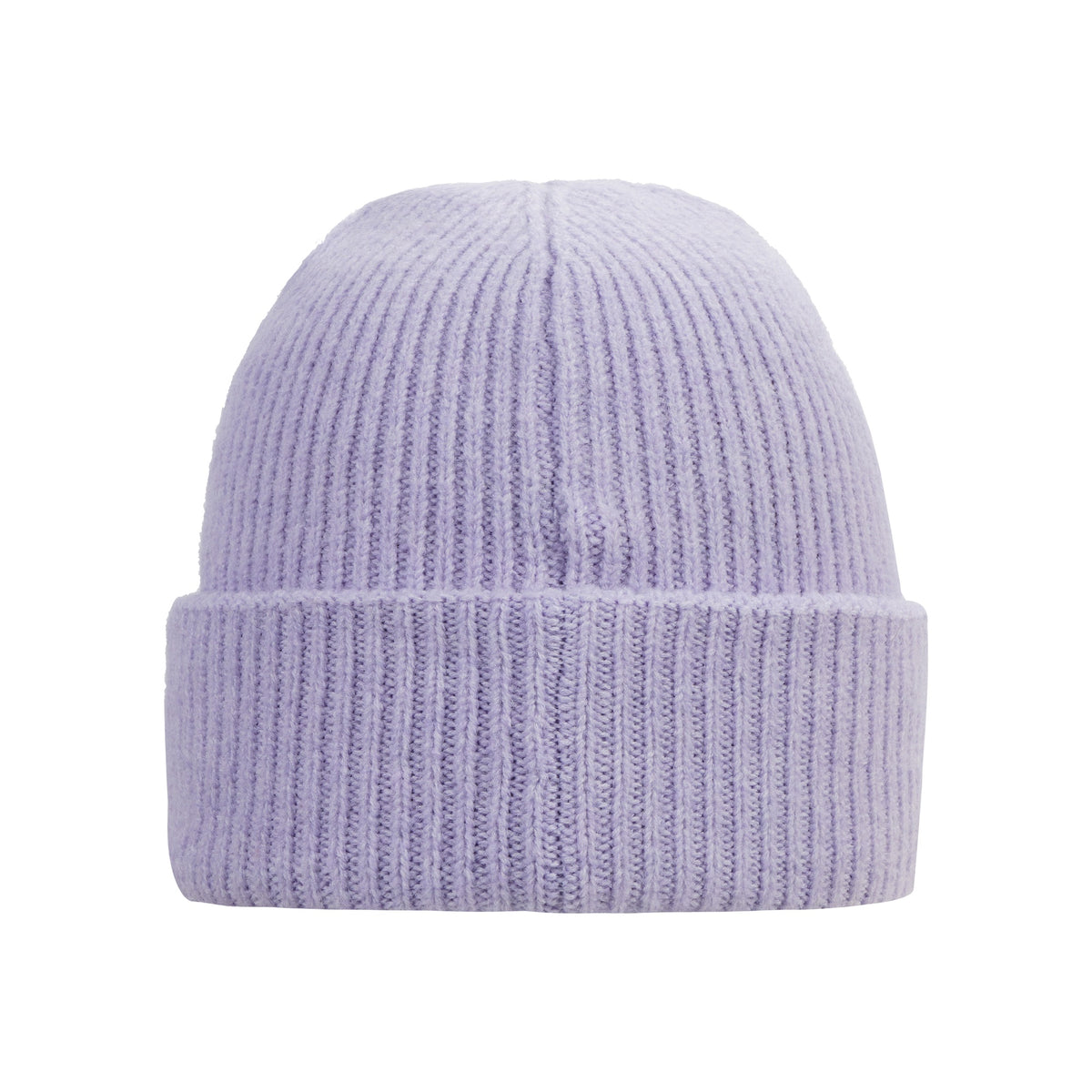 Lila geribbelde gebreide muts met omgeslagen rand, winteraccessoire