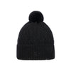 Zwarte gebreide muts met pompon en glitterdetails voor dames