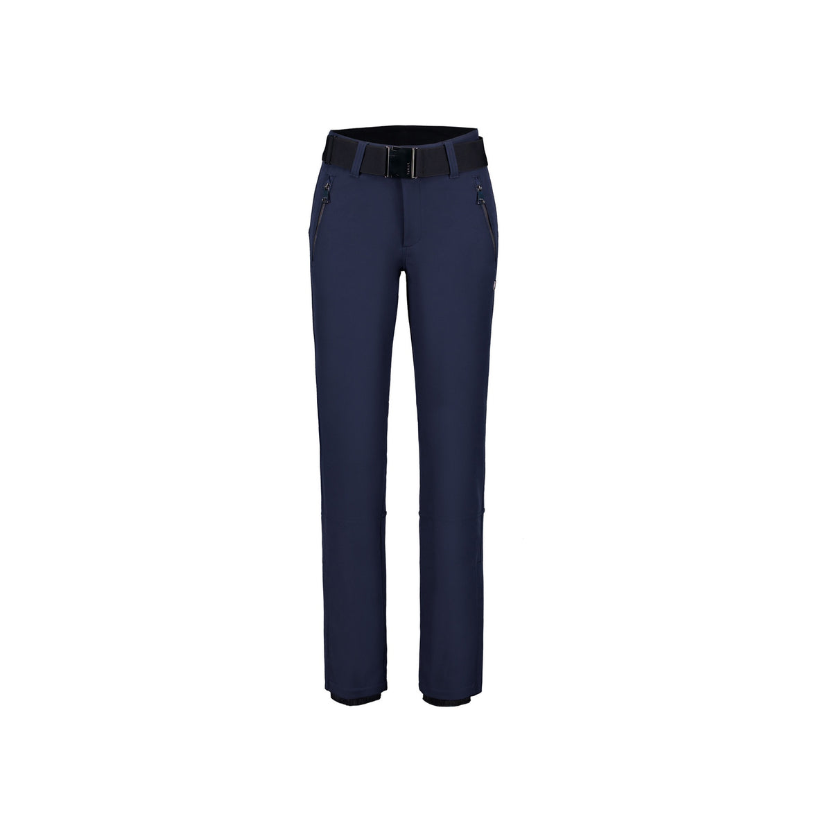 Donkerblauwe dames broek met rechte pijpen en tailleband