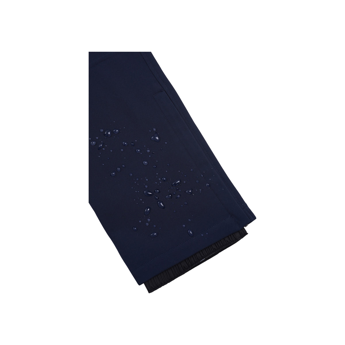 Donkerblauwe pantalon met verfspetters detail aan de zoom