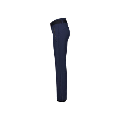 Donkerblauwe pantalon zijaanzicht met zakken en riemlussen, klassieke snit voor heren