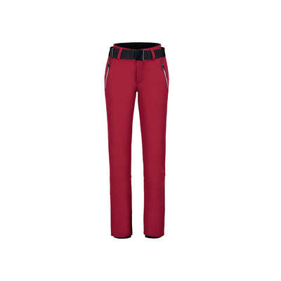 Rode dames outdoorbroek met riem, rechte pijpen en zijzakken met ritssluiting