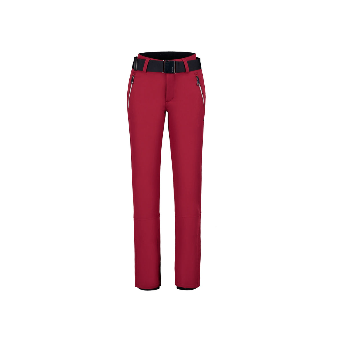 Rode dames outdoorbroek met riem, rechte pijpen en zijzakken met ritssluiting