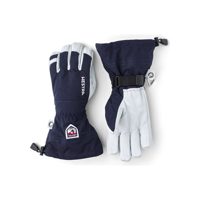 Hestra Army Leather Heli Ski handschoenen marineblauw en wit met verstelbare polsband