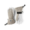 Beige en witte ski handschoenen met verstelbare polsband en trekkoord voor wintersport