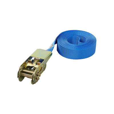 Spanband blauw met ratel 5 meter