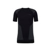 Zwart technisch sportshirt met korte mouwen en gestreepte mesh zijpanelen voor heren