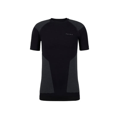 Zwart technisch sportshirt met korte mouwen en gestreepte mesh zijpanelen voor heren