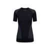 Zwart Falke dames sport t-shirt met korte mouwen en mesh zijpanelen