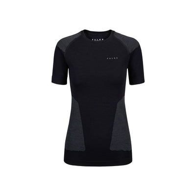 Zwart Falke dames sport t-shirt met korte mouwen en mesh zijpanelen