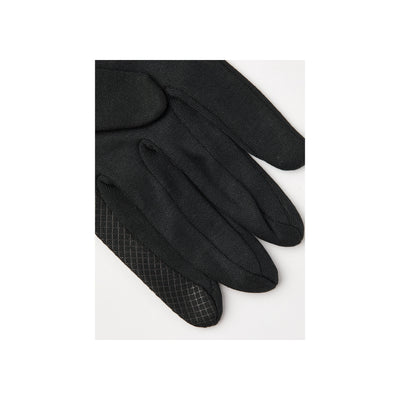 Zwarte handschoenen met gestructureerde grip op handpalm en vingers, close-up detail