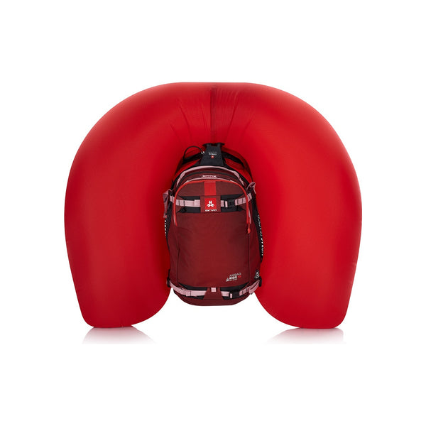 Rode opblaasbare lawine-airbag rugzak met veiligheidssysteem voor wintersport en skiën