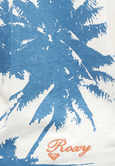 Tropische palmbomen print in blauw op wit - decoratief wandkunst strand thema