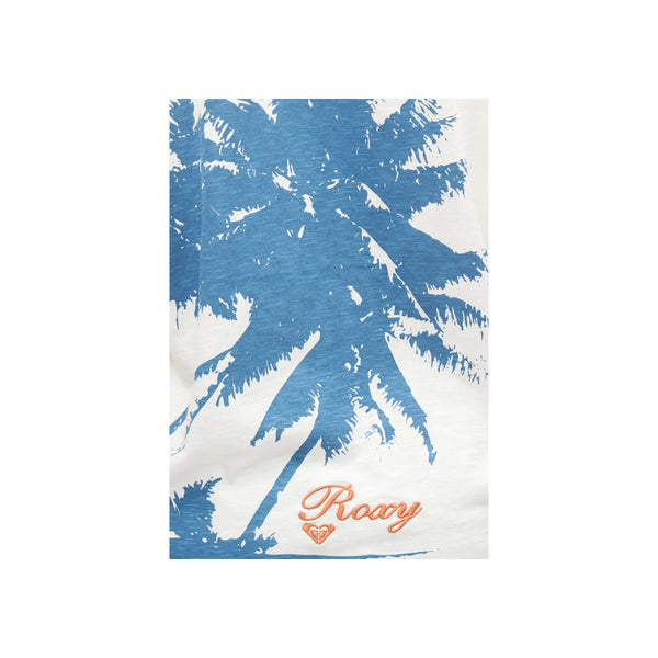 Tropische palmbomen print in blauw op wit - decoratief wandkunst strand thema