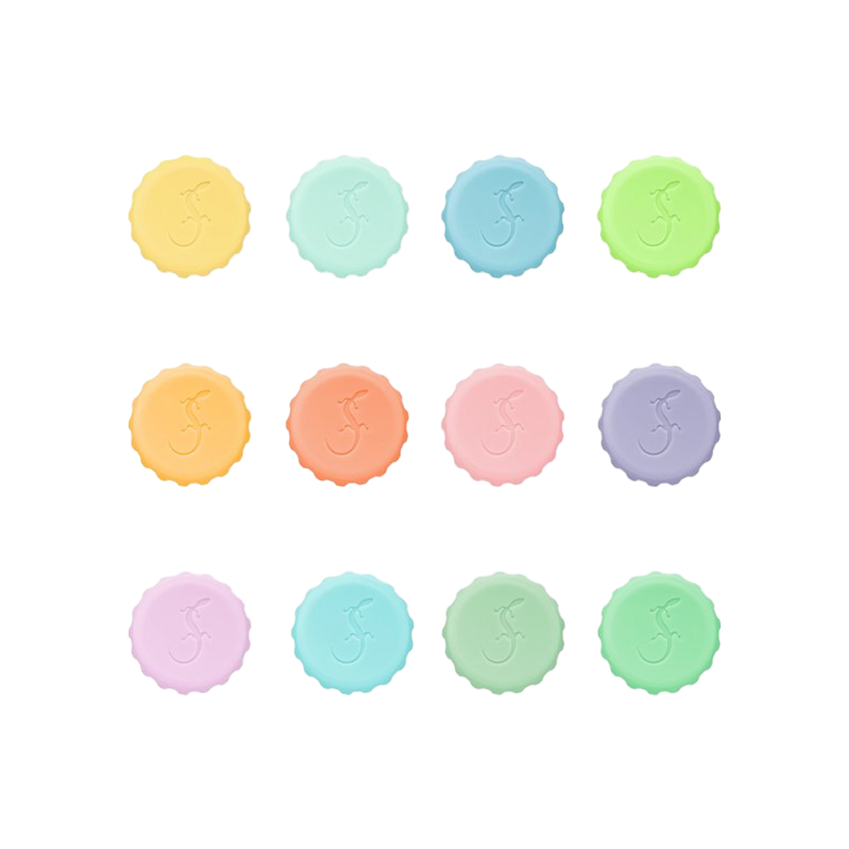 Lurch set van 12 gekleurde pastel kroonkurken uit silicone