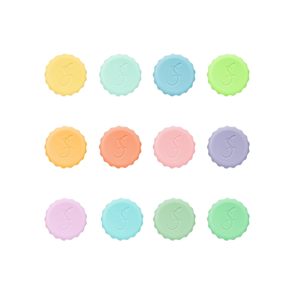 Lurch set van 12 gekleurde pastel kroonkurken uit silicone