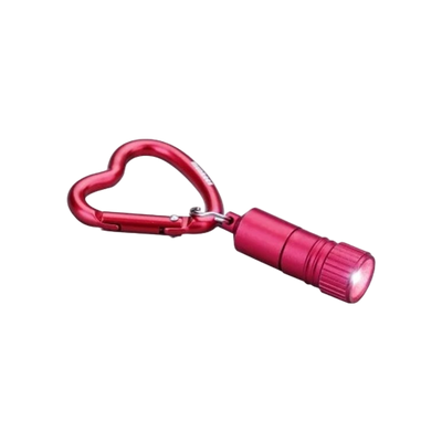 Mini LED with Heart Carabiner, red