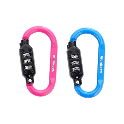 Munkees Combination Lock Carabiner D-Shape - magenta/ blue