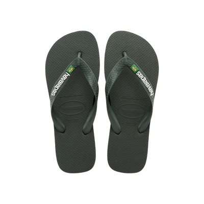 Havaianas Brasil Logo — Green Olive/Green Olive