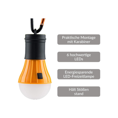Munkees LED Tent Light with Carabiner Orange