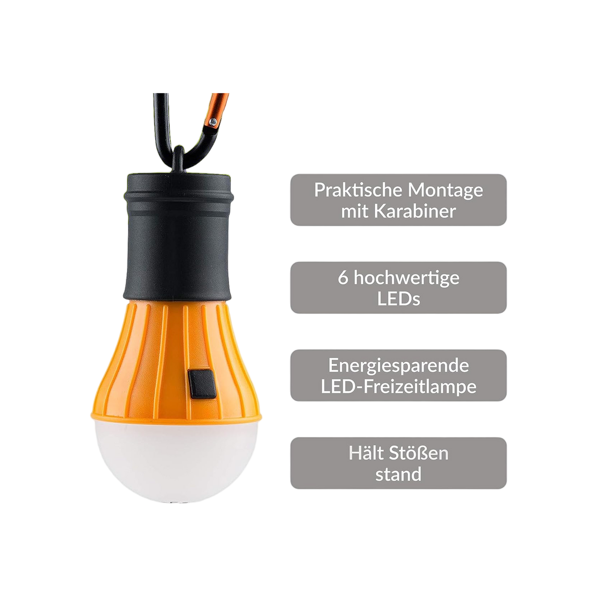 Munkees LED Tent Light with Carabiner Orange