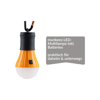 Munkees LED Tent Light with Carabiner Orange