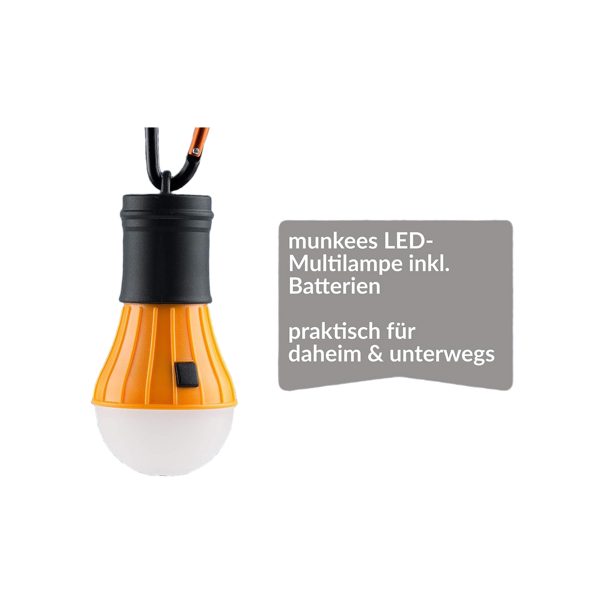 Munkees LED Tent Light with Carabiner Orange