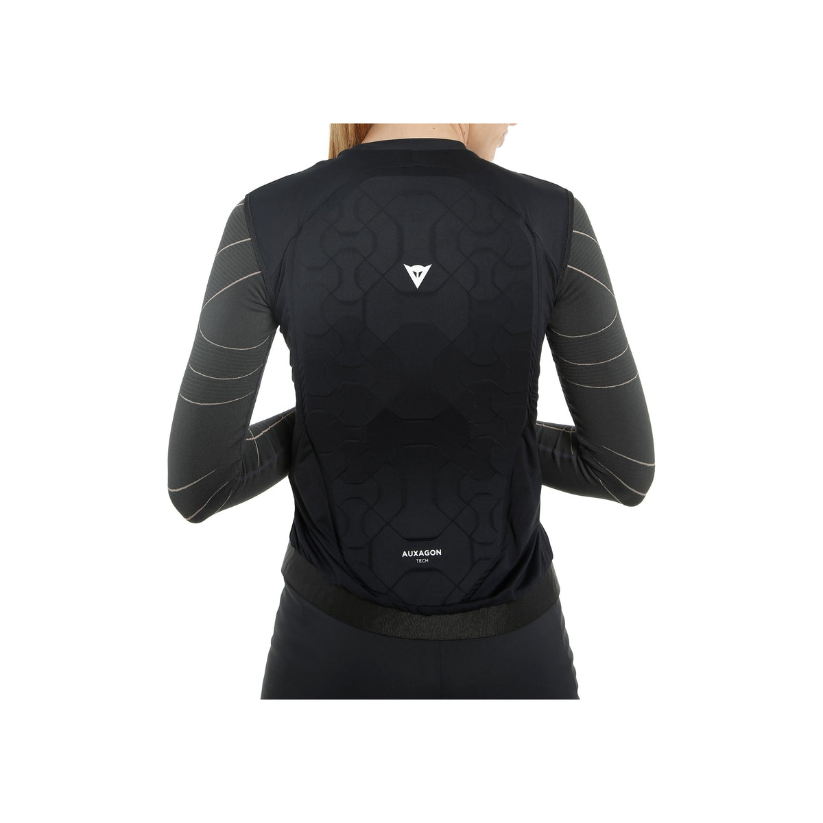 Zwart dames fietsshirt met lange mouwen en reflecterende strepen, achterkant getoond