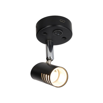 Haba Sao opbouwspot LED met schakelaar + USB-C zwart