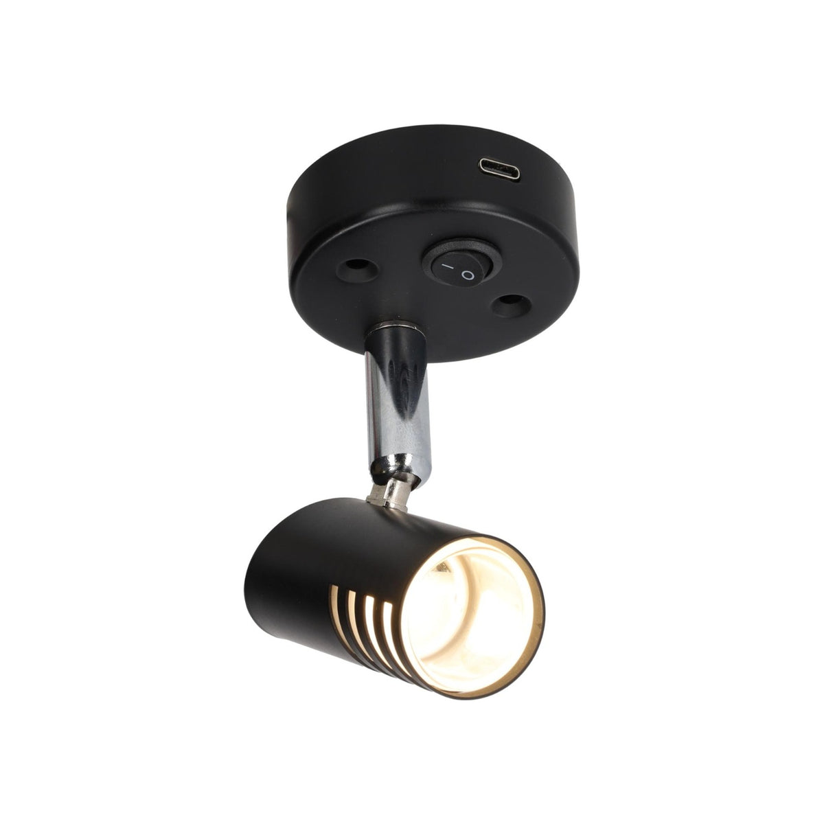 Haba Sao opbouwspot LED met schakelaar + USB-C zwart